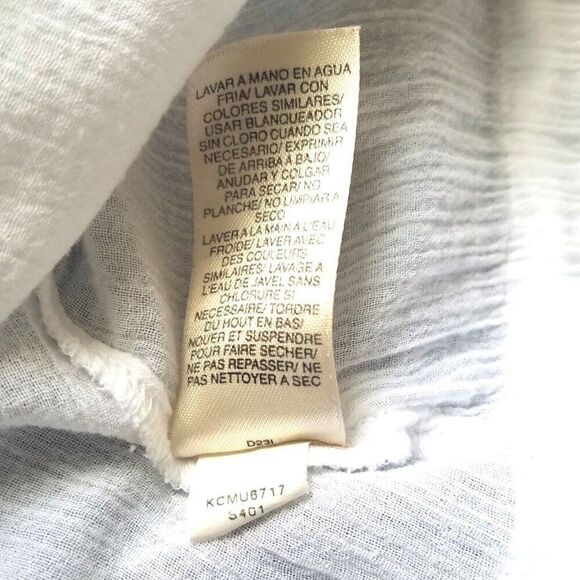 DKNY Jeans White Tunic Top Sz M Light Cotton Half Button Pockets - Picture 13 of 13